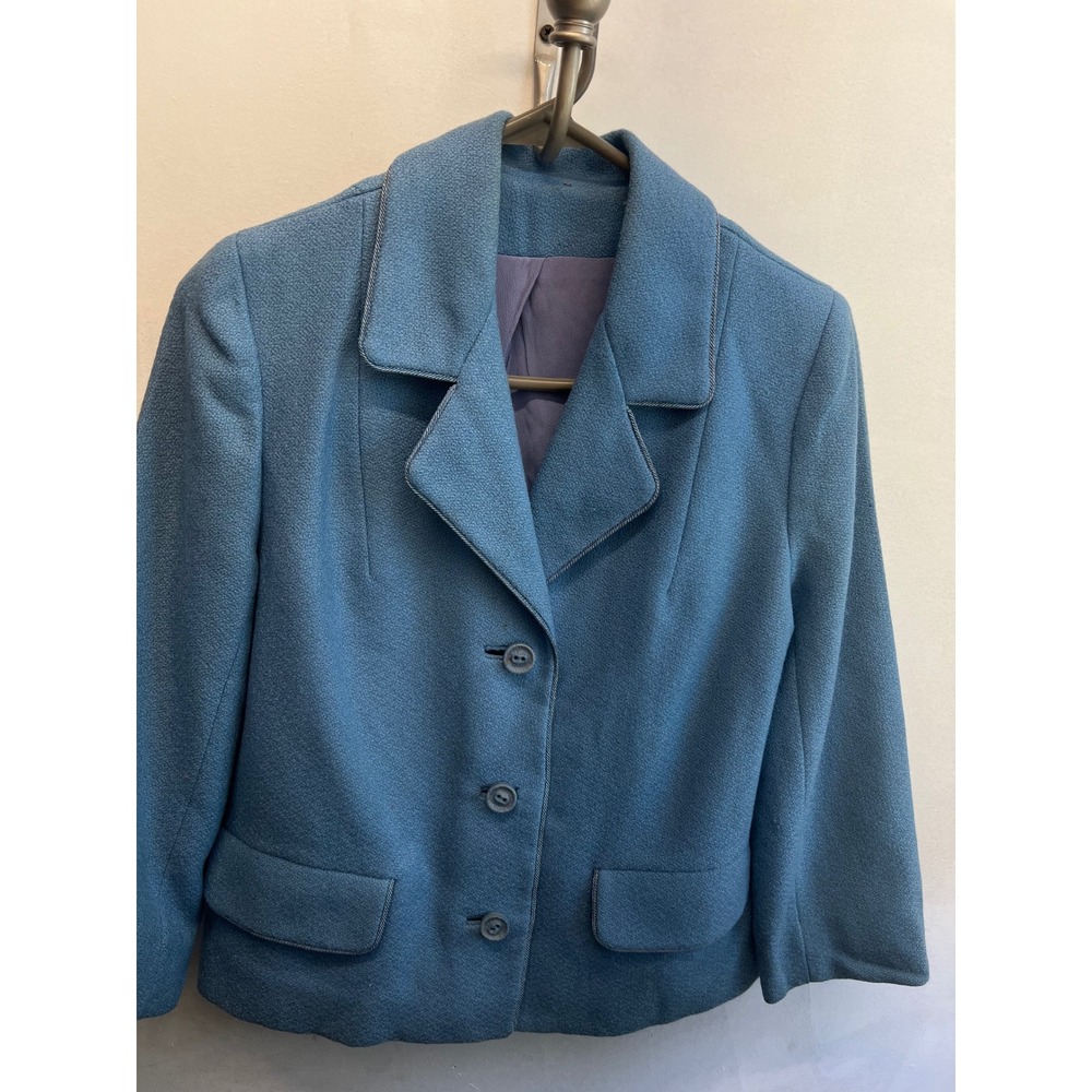 Vintage Maurice Original Blue Skirt Suit Textured Blazer Pencil Skirt Set